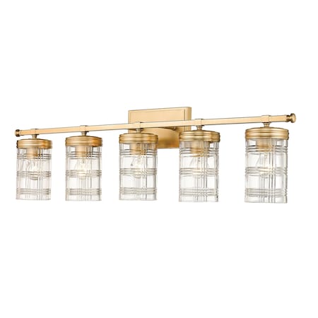 Z-Lite Archer 5 Light Vanity, Heirloom Gold & Clear 344-5V-HG